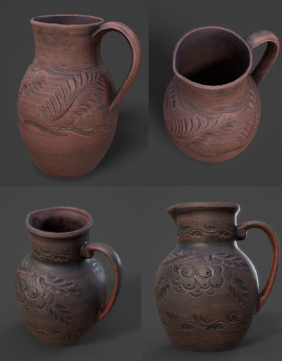 2款粘土罐子3D模型（OBJ,FBX,MAX）