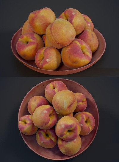 木盘中的桃子3D模型（OBJ,FBX,MAX）