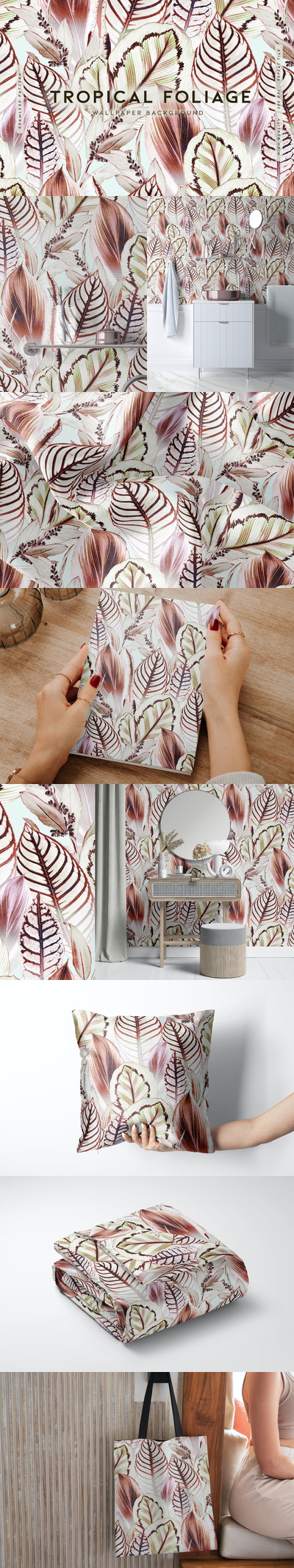 热带落叶植物图案背景 (JPG)