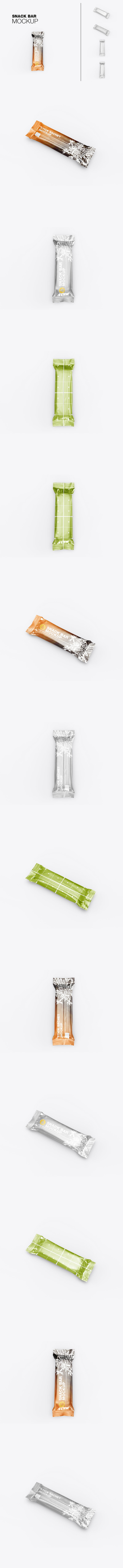 金属箔纸袋小吃零食包装设计样机 (PSD)