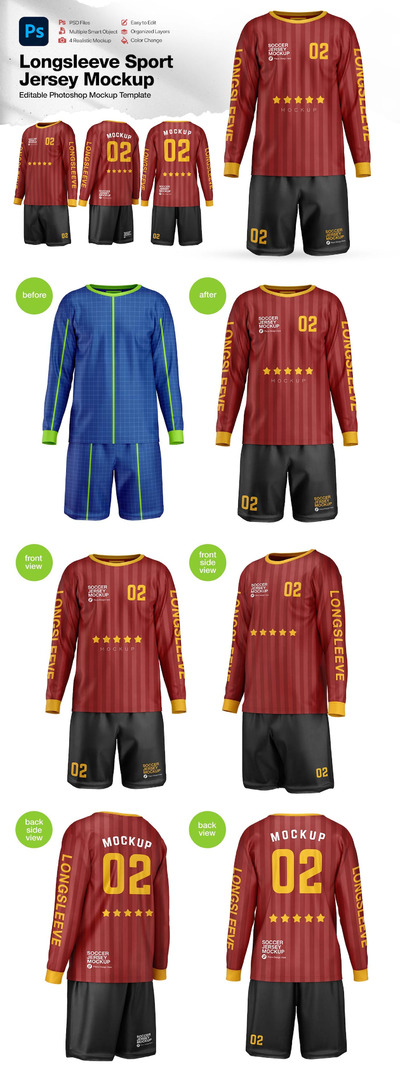 长袖运动衫服装品牌设计样机 (PSD)