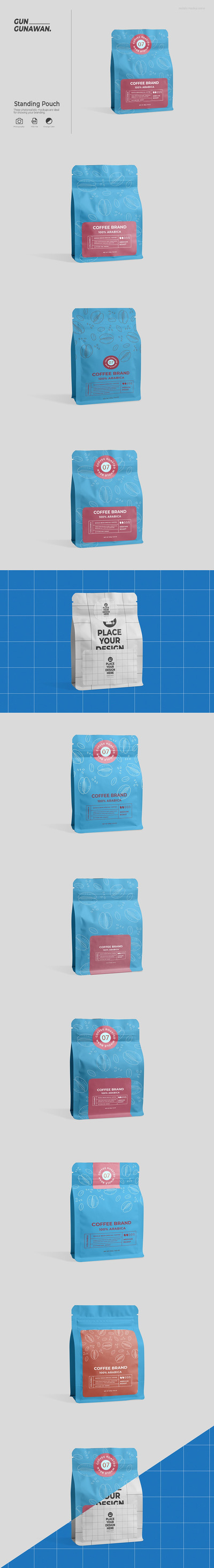 食品包装站立袋设计样机 (PSD)