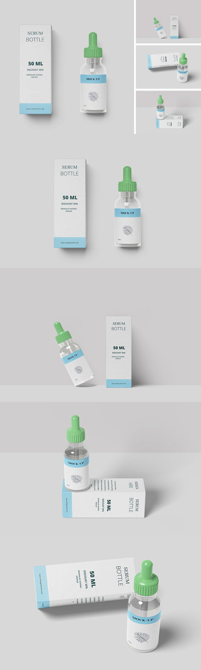 滴管瓶纸盒包装设计样机 (PDF,PSD)