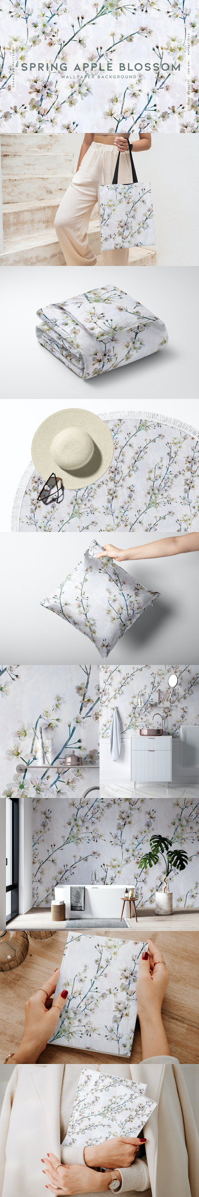 春天苹果开花花卉背景 (JPG)