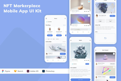 NFT 市场移动应用APP UI KIT (SKETCH,FIG,XD,PSD)
