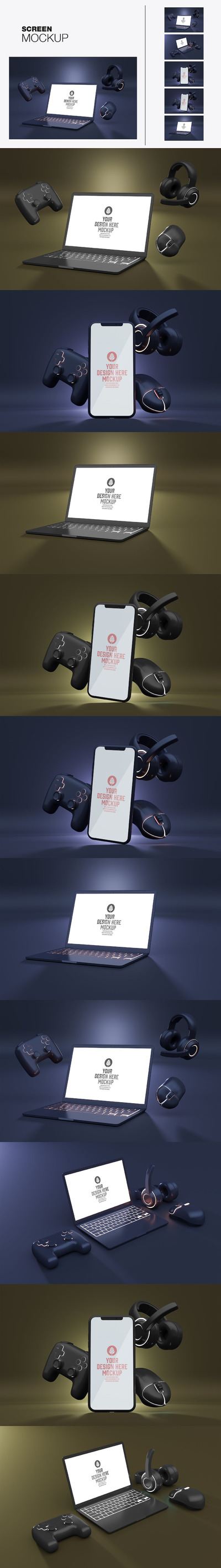 多媒体电子设备手机&电脑样机 (PSD)