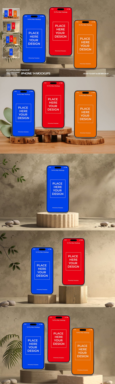 产品展示台iPhone 14 Pro手机样机 (PSD)