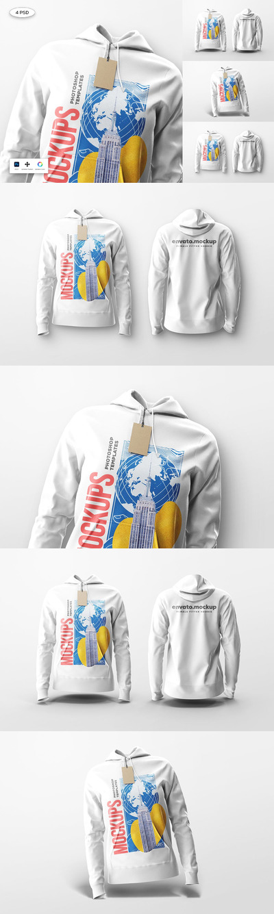 合身女款连帽衫服装设计样机 (PSD)