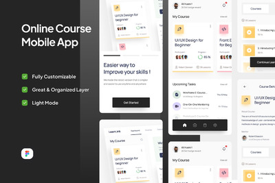 在线课程手机应用APP UI KIT (FIG)