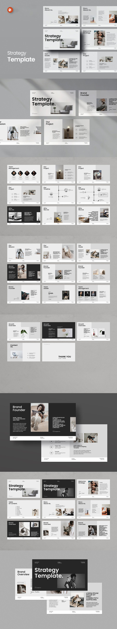 🔴时尚高端清新简约多用途的powerpoint幻灯片演示模板（pptx）