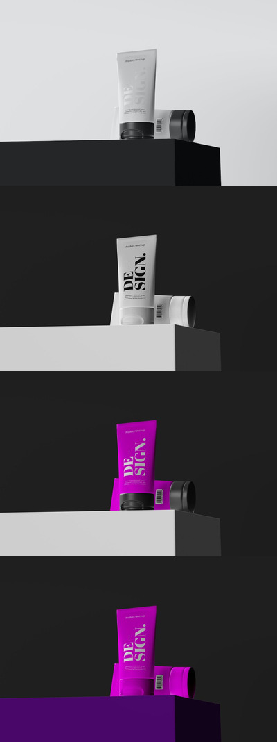 化妆品瓶子品牌包装设计样机 (PSD)