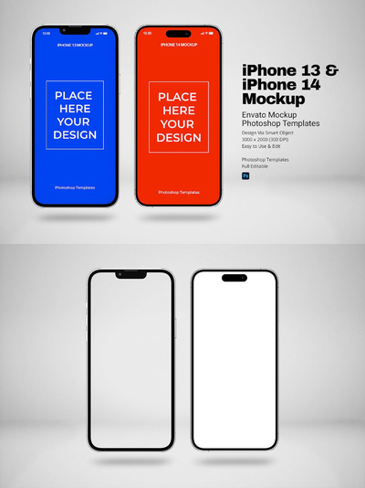 iPhone 13和14 Pro苹果手机样机 (PSD)