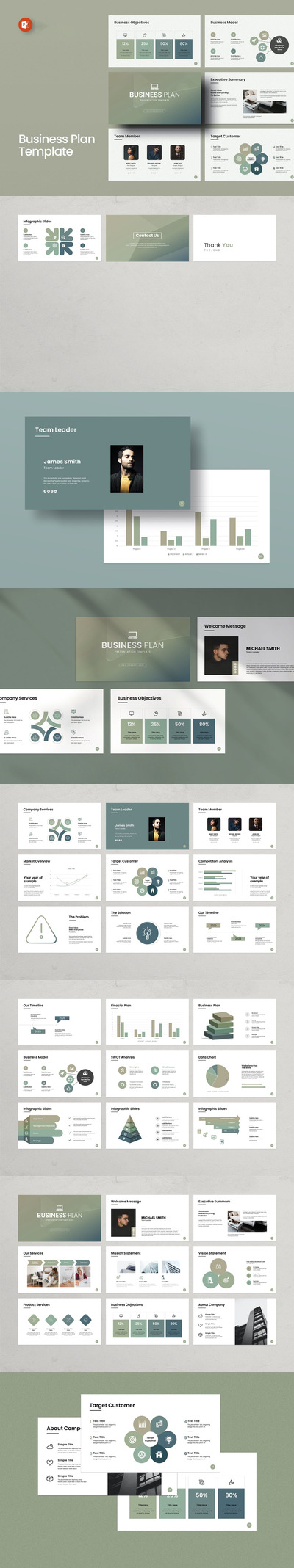 🔴时尚清新简约多用途的高品质商业计划书powerpoint幻灯片演示模板（pptx）