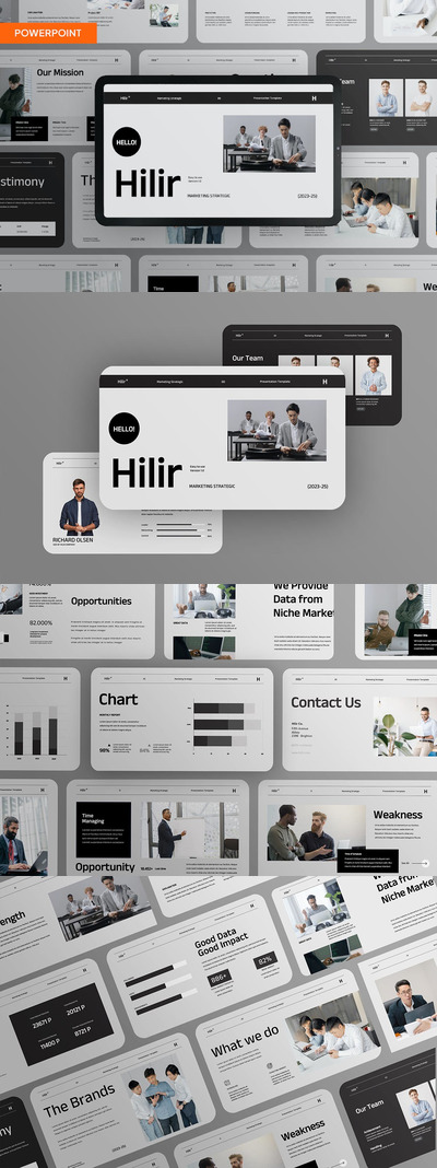 🔴高端时尚高级灰配色的公司简介powerpoint幻灯片演示模板（pptx）