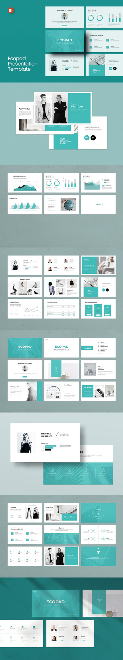 🔴时尚清新优雅多用途大数据powerpoint幻灯片演示模板（pptx）