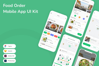 订餐手机APP UI KIT (FIG,PSD,SKETCH,XD)