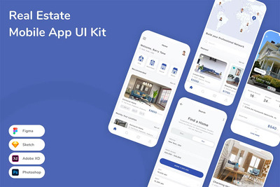 房地产移动APP UI KIT (FIG,PSD,SKETCH,XD)