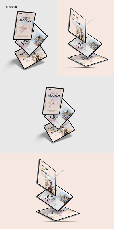 掉落效果iPad Pro平板电脑样机 (PSD,JPG)