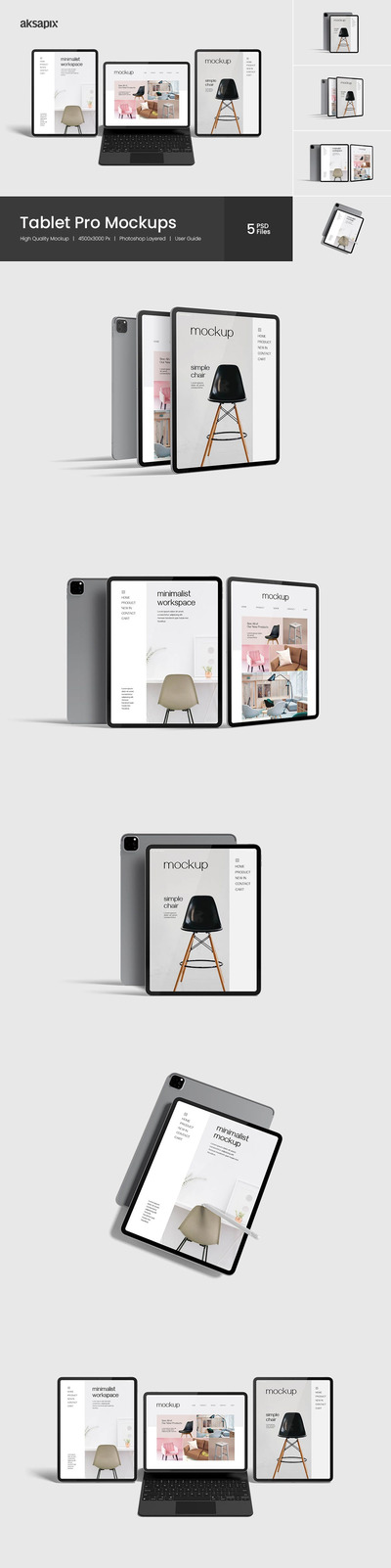 iPad Pro电脑屏幕UI样机 (PSD,JPG)