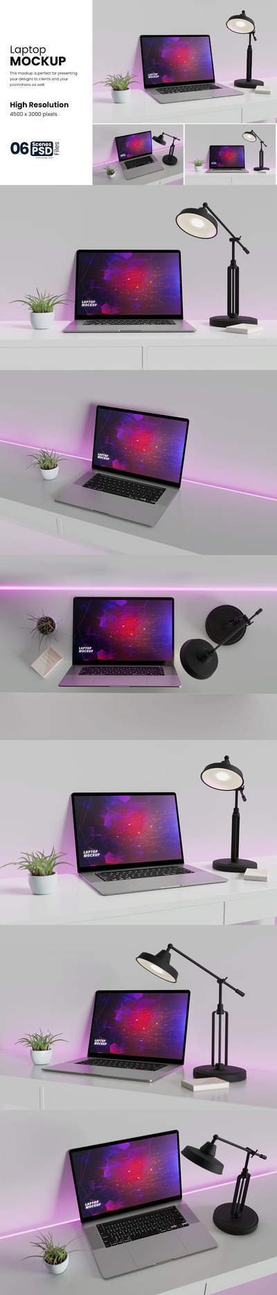 办公桌笔记本电脑屏幕样机 (PSD)