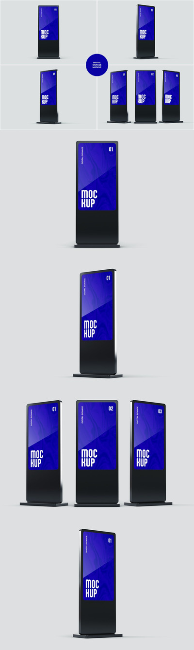 数字屏幕标牌广告展示样机 (PSD)