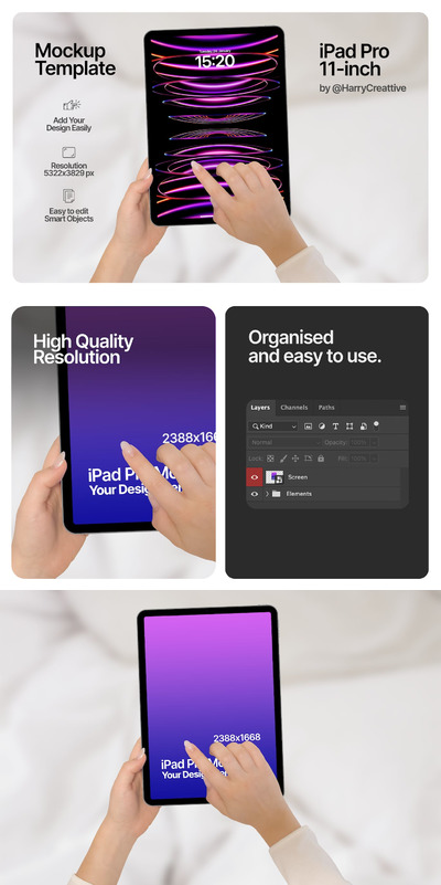 苹果iPad Pro平板电脑屏幕样机 (PSD)