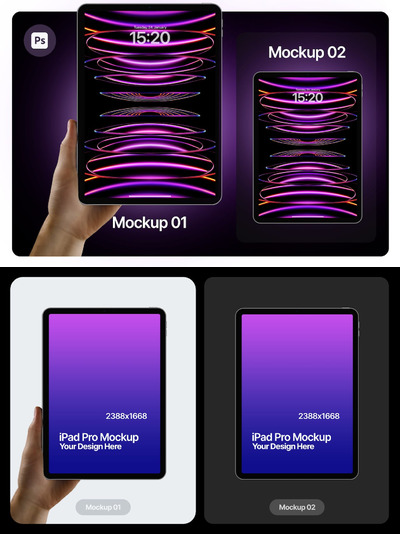 iPad Pro 11英寸平板电脑屏幕展示样机 (PSD)