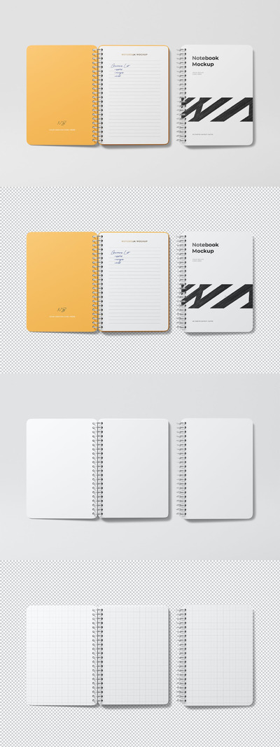 螺旋笔记本内页设计展示样机 (PSD)