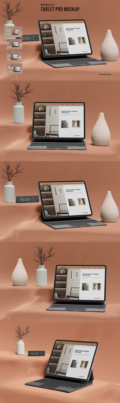 极简产品展示场景iPad平板电脑样机 (PSD,PDF)