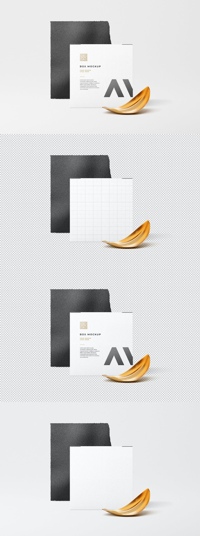 盒子封面品牌包装设计样机 (PSD)