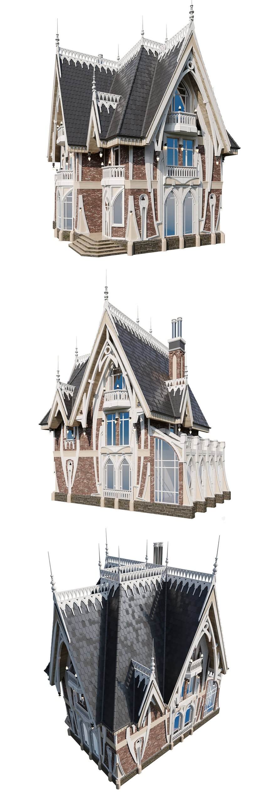 哥特式房屋建筑3D模型（OBJ,FBX,MAX）