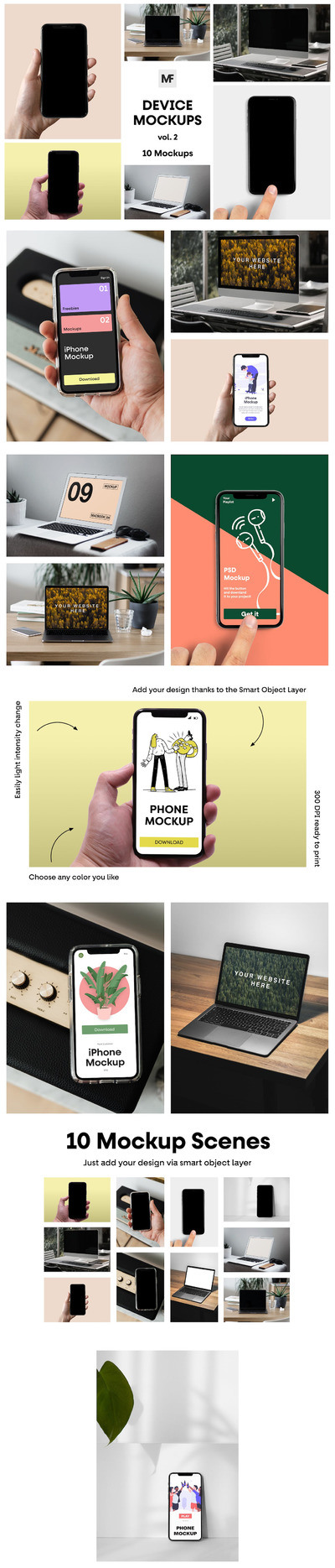 手机电脑电子设备样机素材包 (PSD)