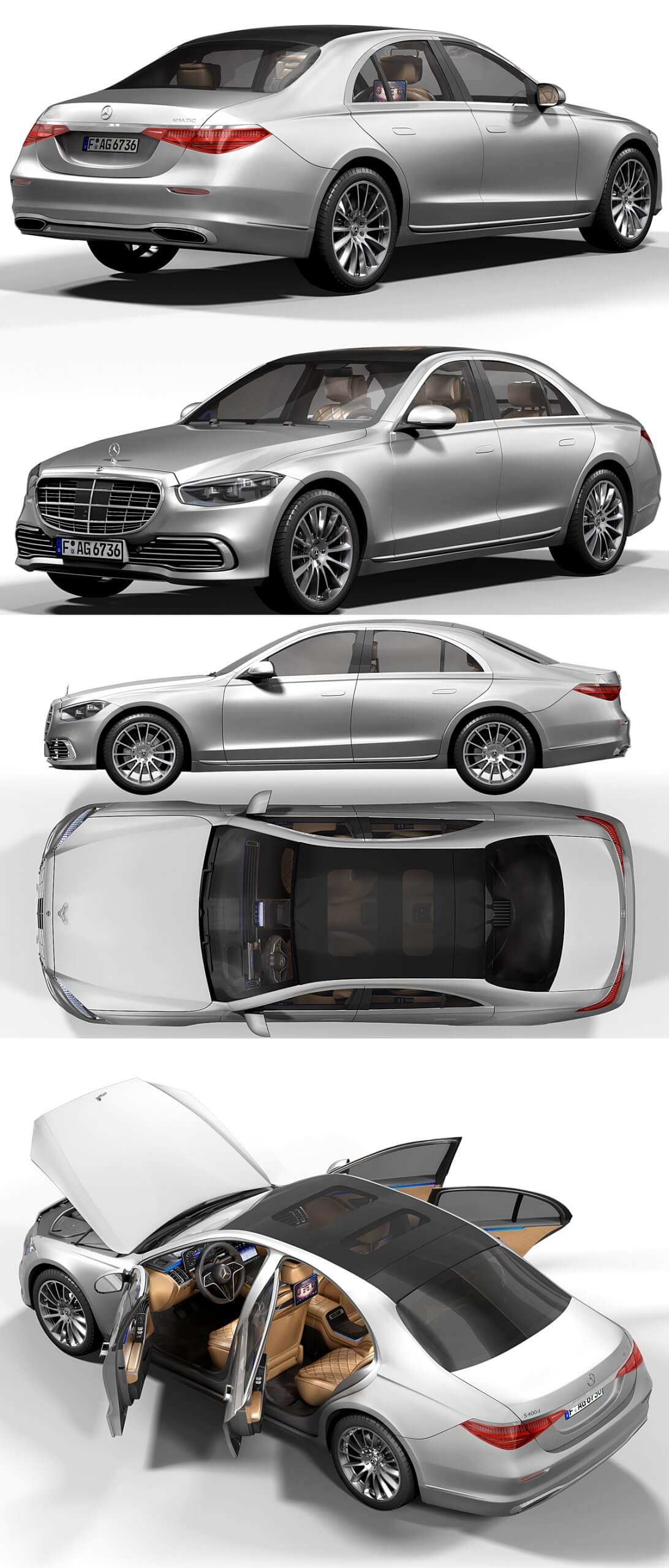 2021奔驰Mercedes-benz S400d汽车3D模型（OBJ,FBX,MAX）