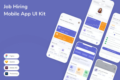 招聘手机应用APP UI KIT (SKETCH,FIG,XD,PSD)