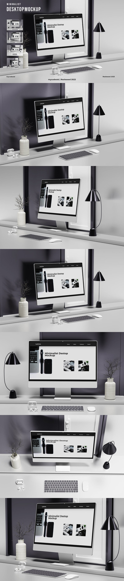 极简主义桌面iMac一体式电脑样机 (PSD,PDF)