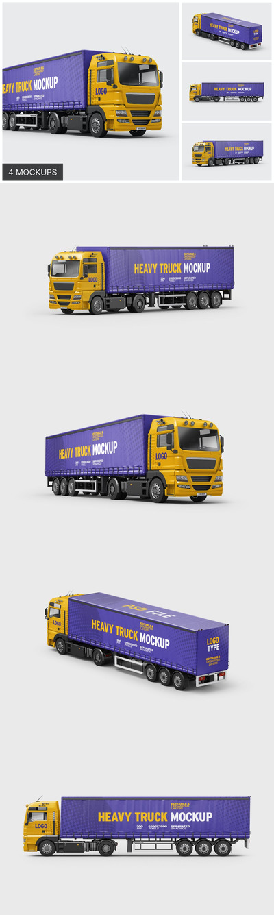重型卡车品牌广告设计样机集 (PSD)