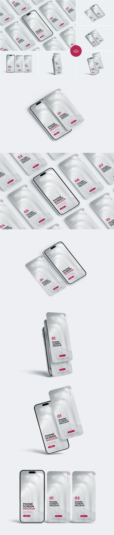 手机应用程序展示屏幕样机 (PSD)