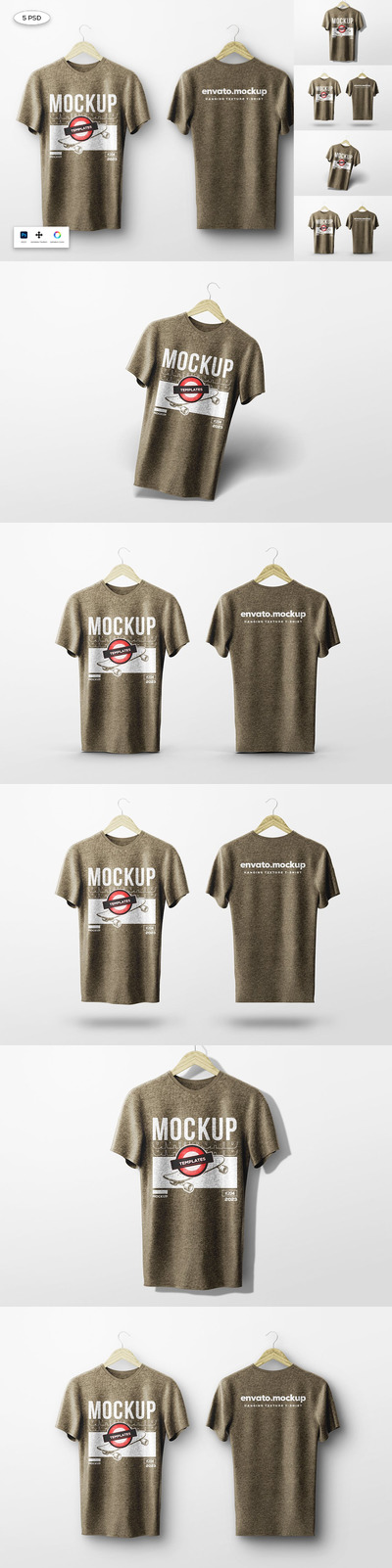 悬挂纹理T恤设计样机