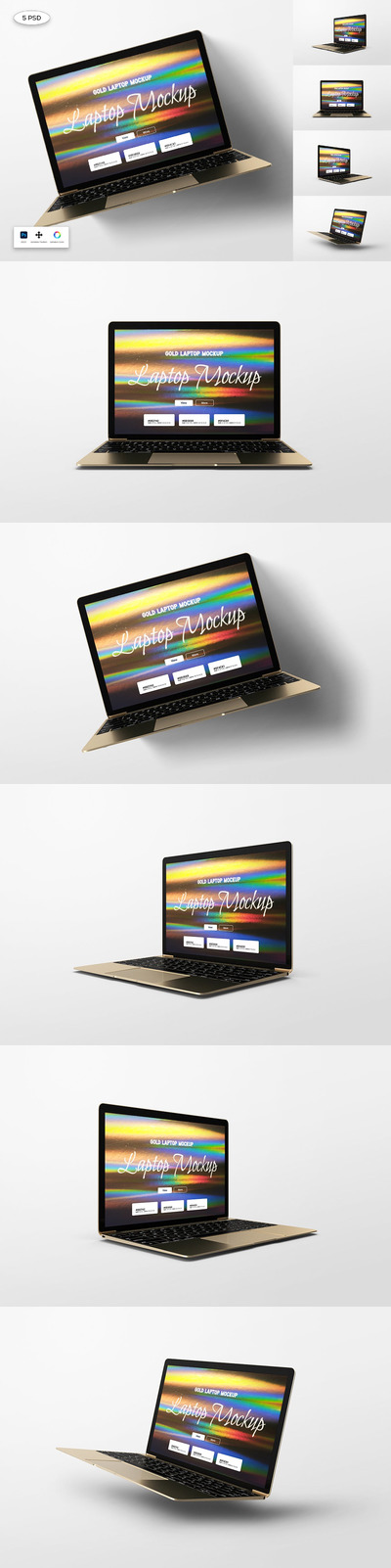 金色笔记本电脑UI屏幕样机