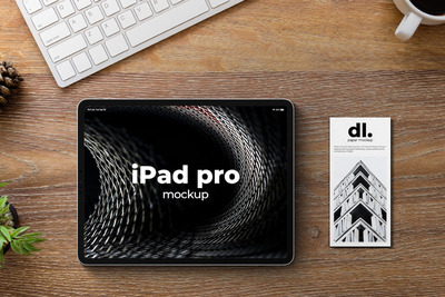 iPad Pro电脑和DL纸张样机 (PSD)