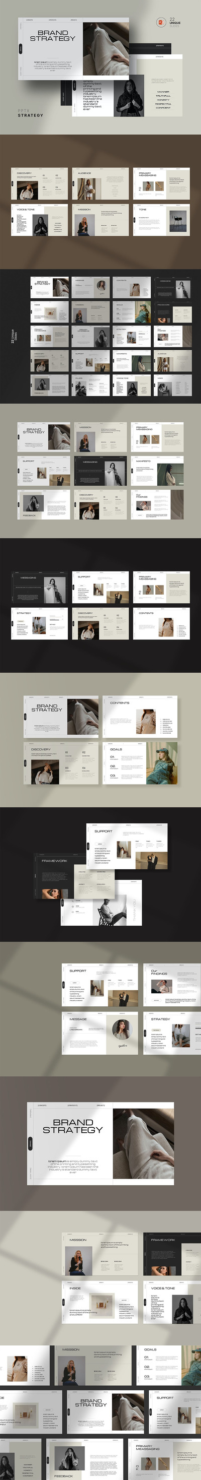 🔴时尚高端简约优雅多用途的品牌战略powerpoint幻灯片演示模板（pptx）