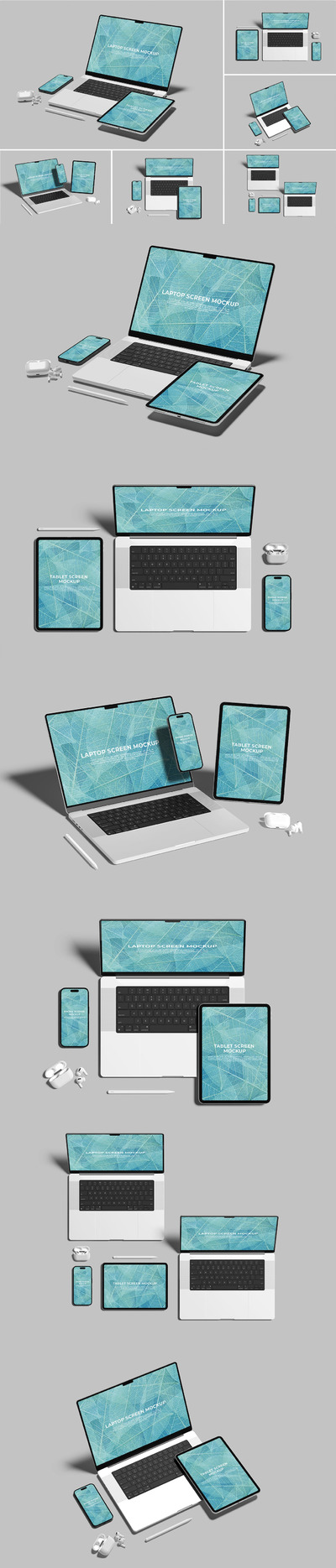 响应式屏幕苹果设备样机模板 (PSD,PDF)