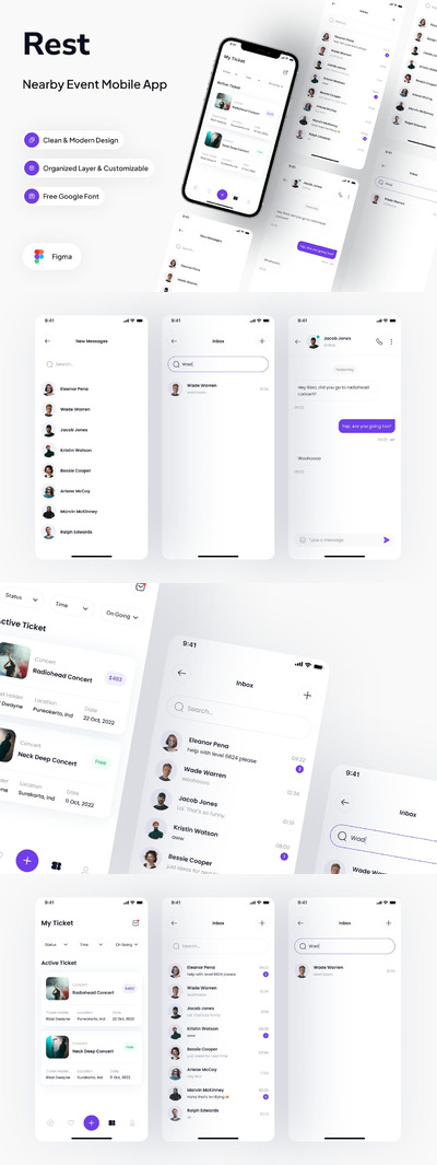 附近的活动票务 App UI Kit (FIG)