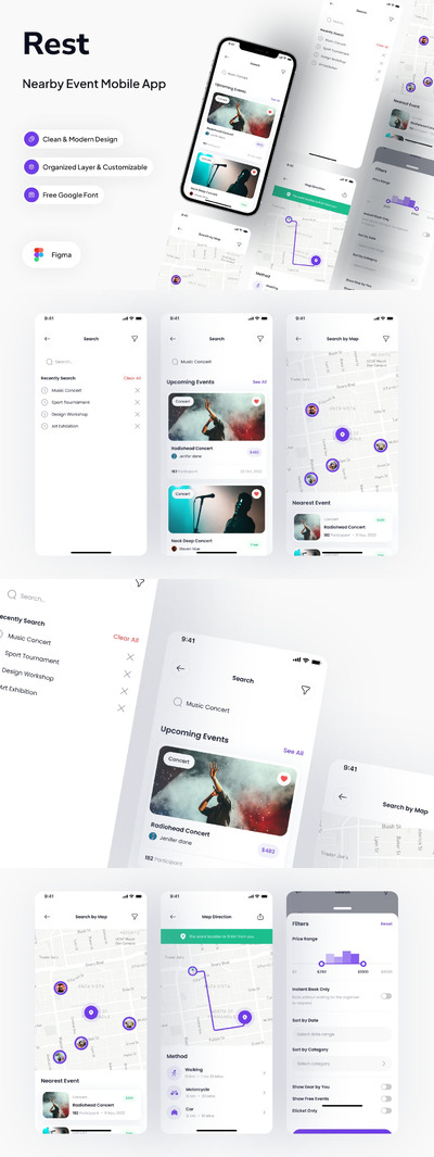 搜索附近事件 App UI Kit (FIG)