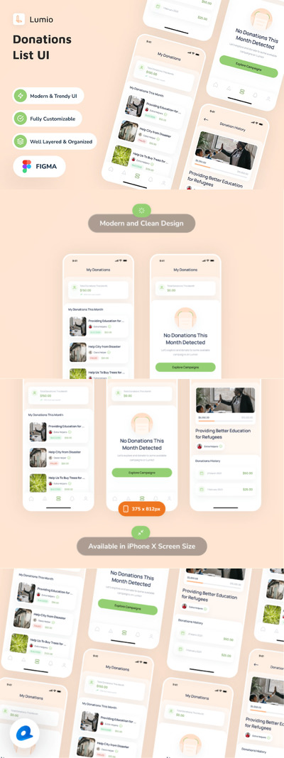 捐赠列表应用App UI Kit (FIG)