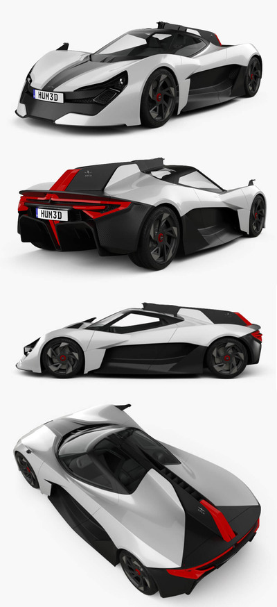 2022 Apex AP-0电动跑车3D模型（OBJ,FBX,MAX,C4D,LWO）