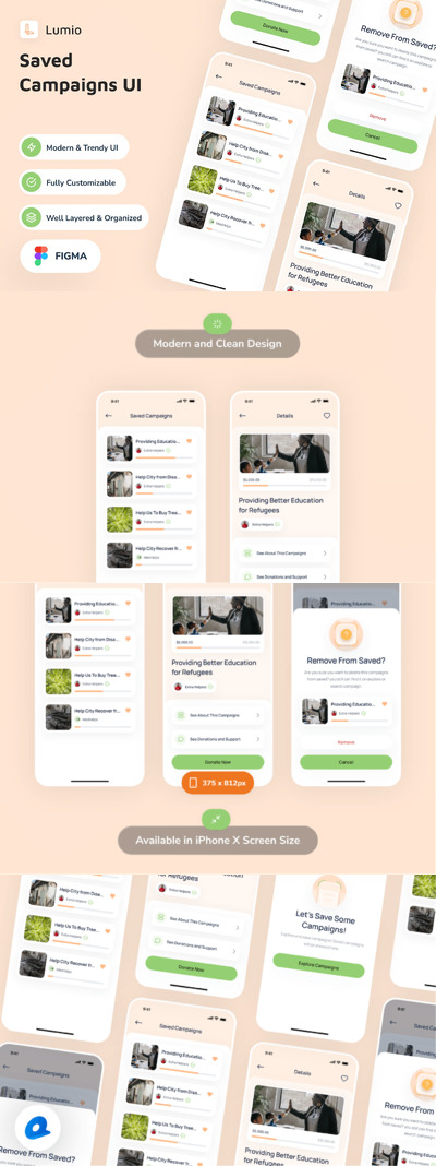 已保存的活动应用App UI Kit (FIG)