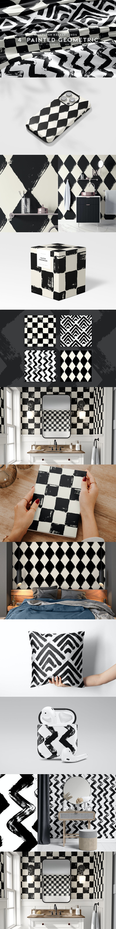 4笔刷涂漆几何图案 (AI,EPS,JPG,SVG)