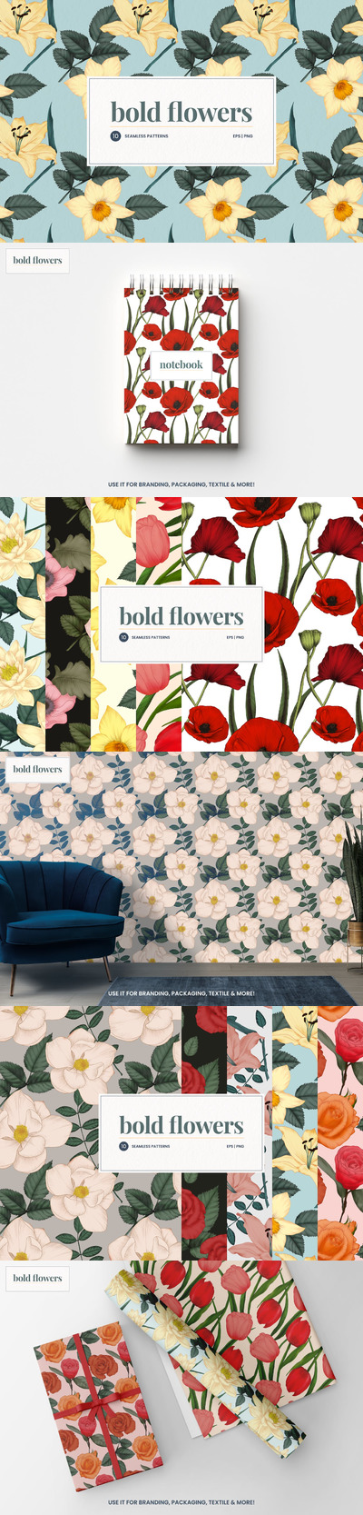 大胆的花朵图案背景文件下载 (EPS,PNG)