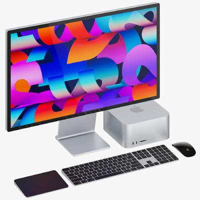 苹果Apple Studio Display显示器和Mac studio电脑3D模型（OBJ,MAX）